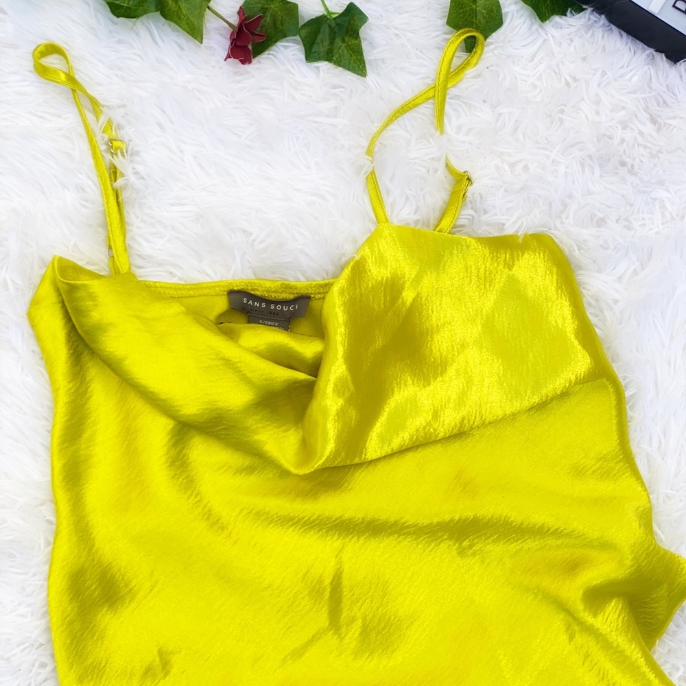 NWT Sans Souci Neon yellow slip dress US S